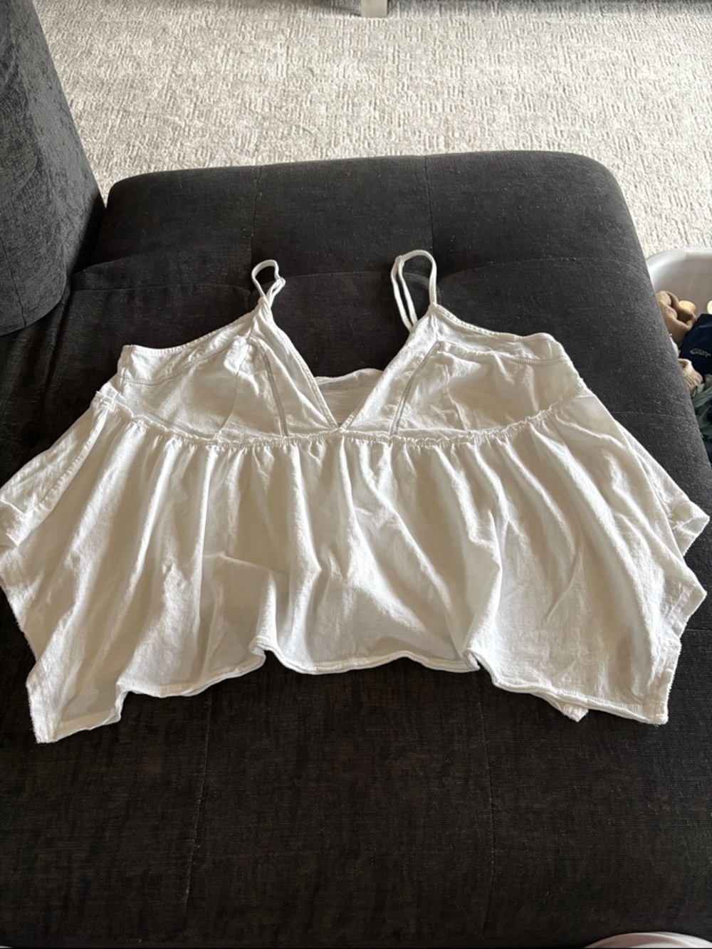 aerie White Ruffle Hem V-Neck Camisole